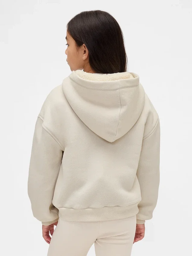 Sweat à capuche pour enfant avec logo graphique et doublure en polaire Sherpa