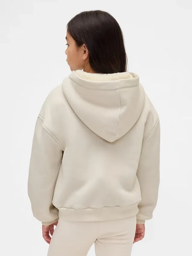 Sweat à capuche pour enfant avec logo graphique et doublure en polaire Sherpa