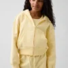 Sweat à capuche zippé ample pour enfant Vintagesoft avec bordure en dentelle