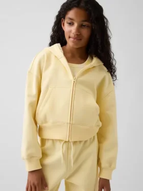Sweat à capuche zippé ample pour enfant Vintagesoft avec bordure en dentelle