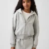 Sweat à capuche zippé ample pour enfant Vintagesoft avec bordure en dentelle