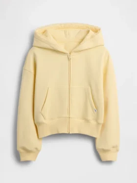 Sweat à capuche zippé ample pour enfant Vintagesoft avec bordure en dentelle
