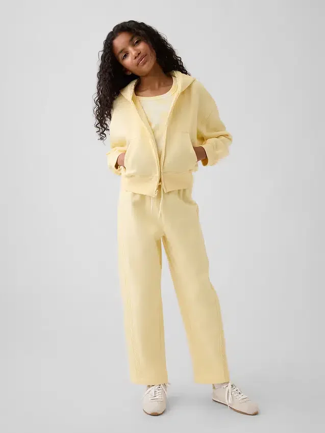 Sweat à capuche zippé ample pour enfant Vintagesoft avec bordure en dentelle