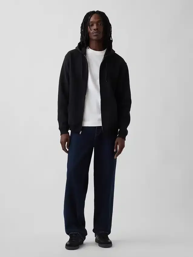 Sweat à capuche zippé ample Vintagesoft pour adulte