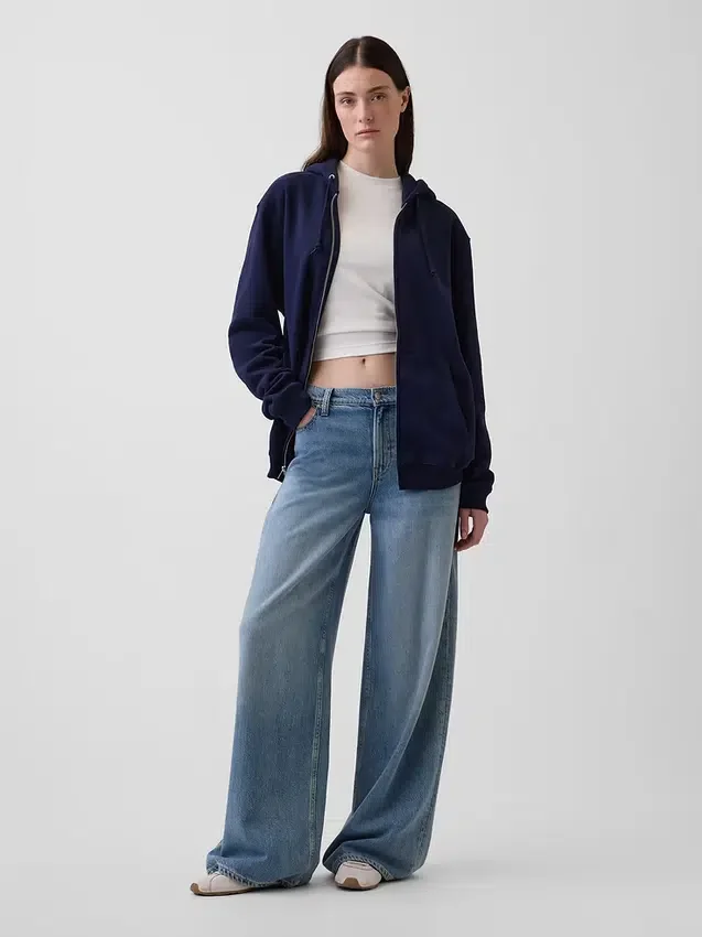 Sweat à capuche zippé ample Vintagesoft pour adulte