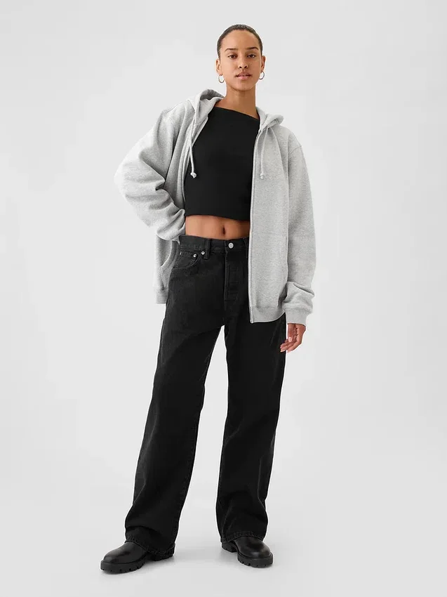 Sweat à capuche zippé ample Vintagesoft pour adulte