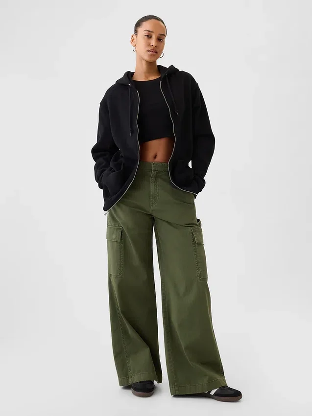 Sweat à capuche zippé ample Vintagesoft pour adulte