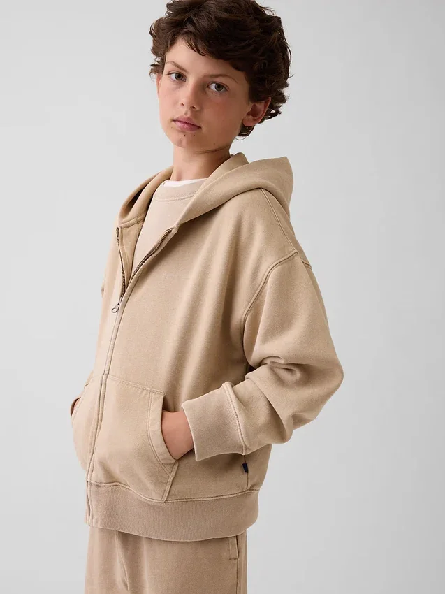 Sweat à capuche zippé ample Vintagesoft pour enfant