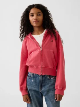 Sweat à capuche zippé à coupe oversize en molleton Vintagesoft pour enfants