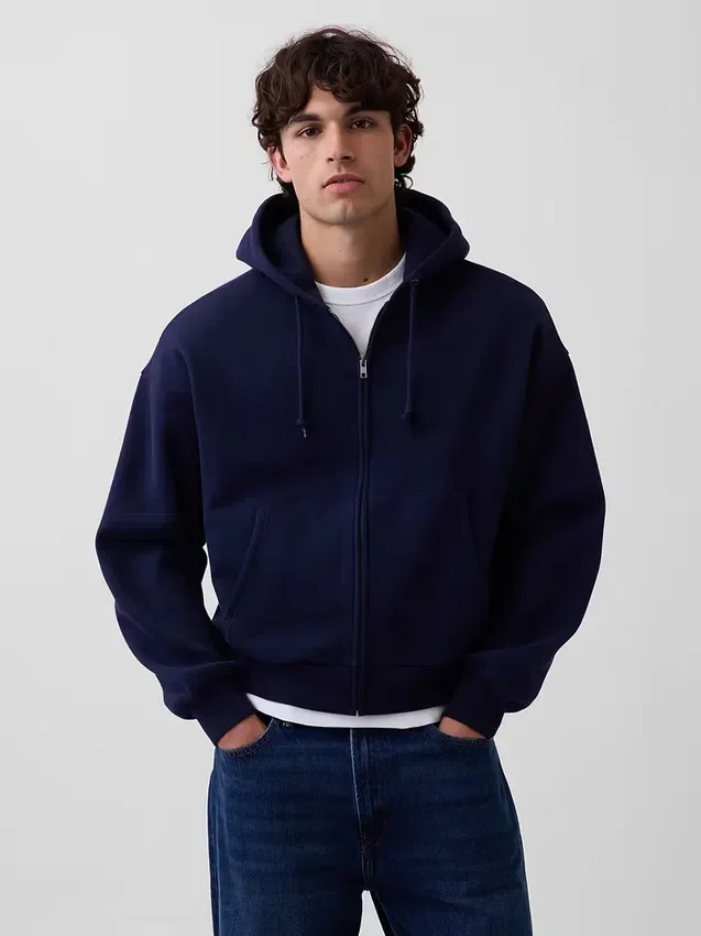 Sweat à capuche zippé court oversize Vintagesoft