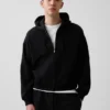 Sweat à capuche zippé court oversize Vintagesoft