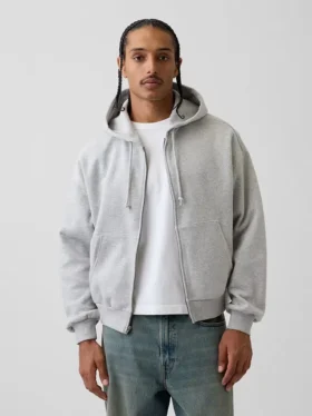 Sweat à capuche zippé court oversize Vintagesoft