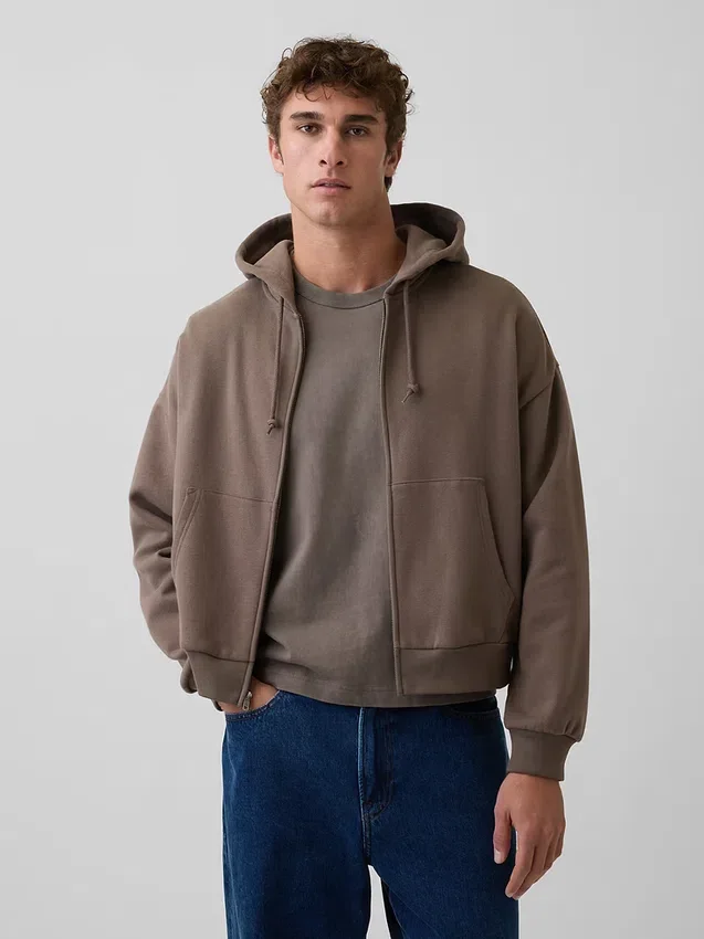 Sweat à capuche zippé court oversize Vintagesoft