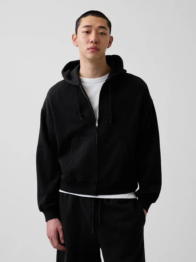 Sweat à capuche zippé court oversize Vintagesoft
