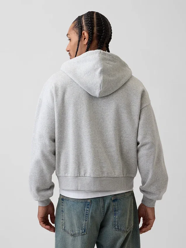 Sweat à capuche zippé court oversize Vintagesoft