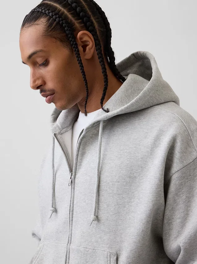Sweat à capuche zippé court oversize Vintagesoft