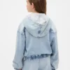 Sweat à capuche zippé en denim tricoté pour enfant