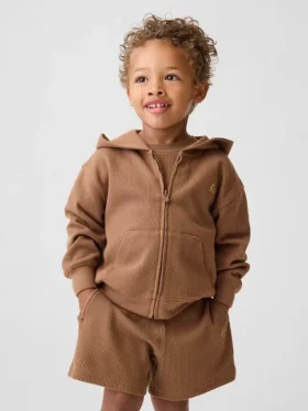 Sweat à capuche zippé en maille gaufrée pour Bébé & Enfant