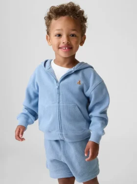 Sweat à capuche zippé en maille gaufrée pour Bébé & Enfant