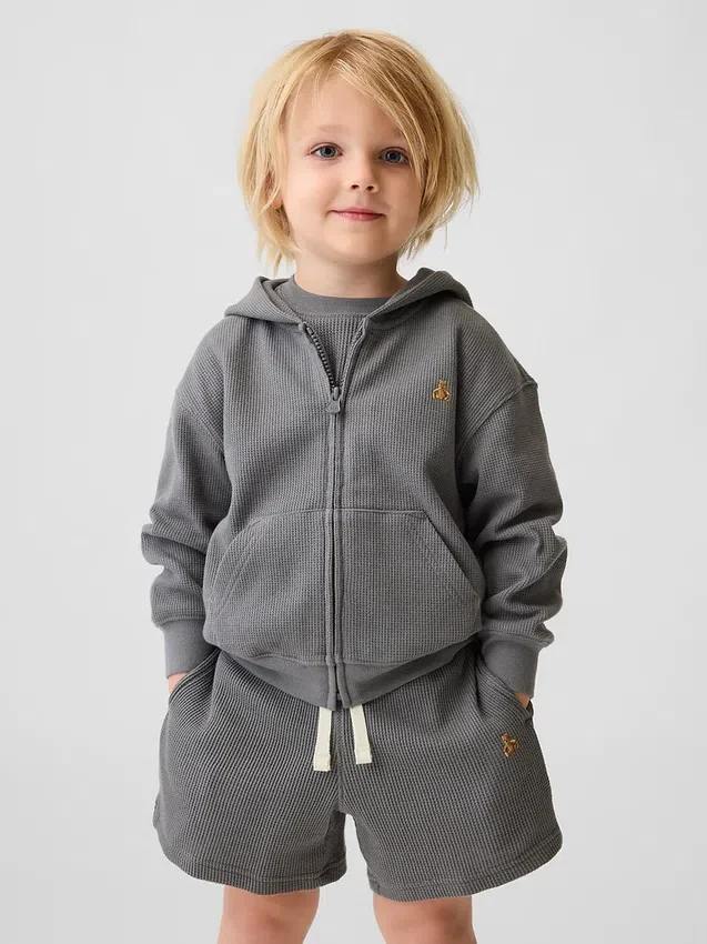 Sweat à capuche zippé en maille gaufrée pour Bébé & Enfant