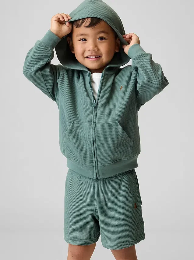 Sweat à capuche zippé en maille gaufrée pour Bébé & Enfant