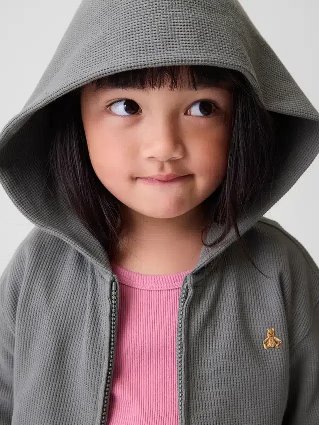 Sweat à capuche zippé en maille gaufrée pour Bébé & Enfant