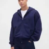 Sweat à capuche zippé en molleton français extra-épais pour adulte