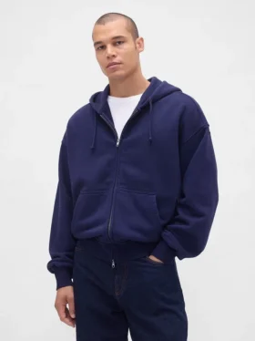 Sweat à capuche zippé en molleton français extra-épais pour adulte