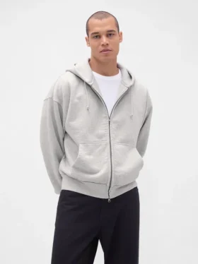 Sweat à capuche zippé en molleton français extra-épais pour adulte