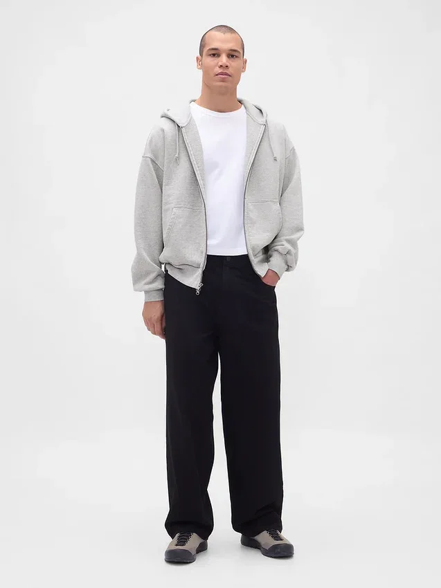 Sweat à capuche zippé en molleton français extra-épais pour adulte