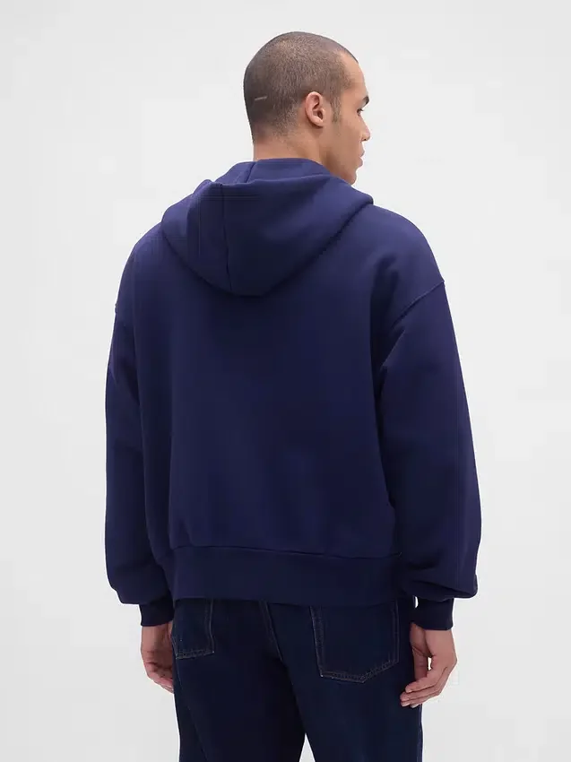 Sweat à capuche zippé en molleton français extra-épais pour adulte