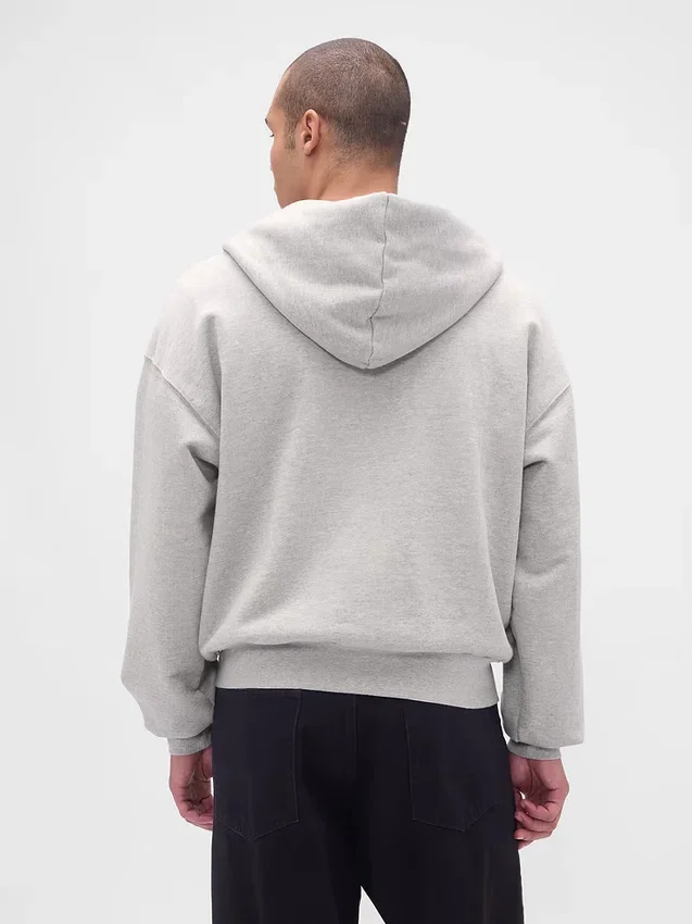 Sweat à capuche zippé en molleton français extra-épais pour adulte
