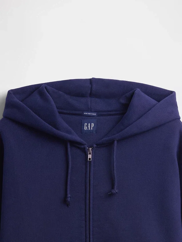 Sweat à capuche zippé en molleton français extra-épais pour adulte