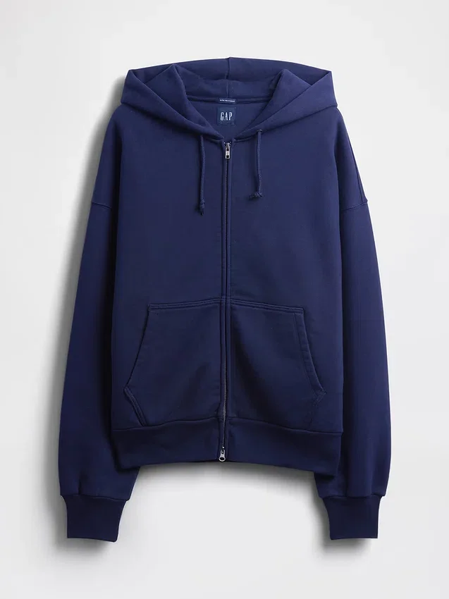 Sweat à capuche zippé en molleton français extra-épais pour adulte