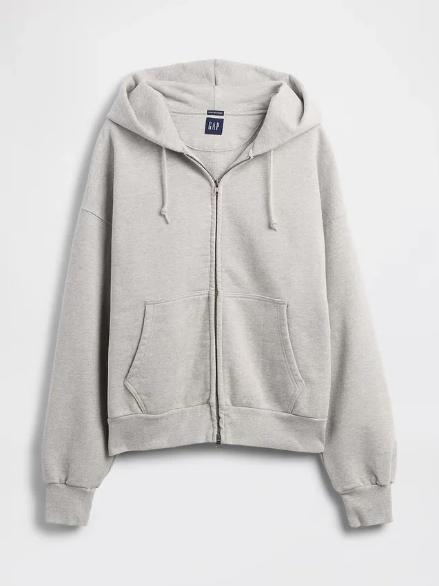 Sweat à capuche zippé en molleton français extra-épais pour adulte