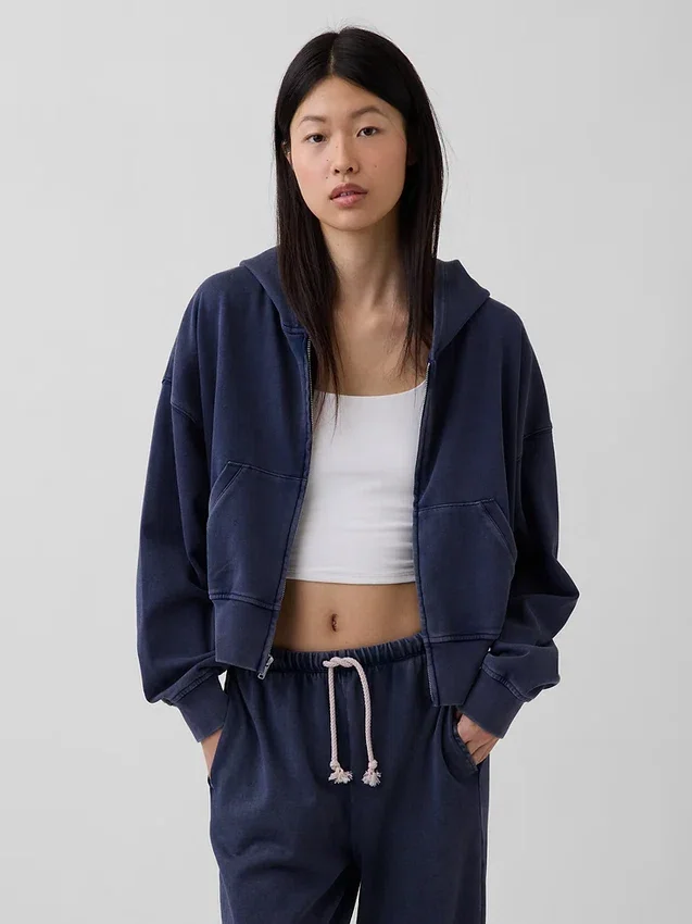 Sweat à capuche zippé en molleton Vintagesoft