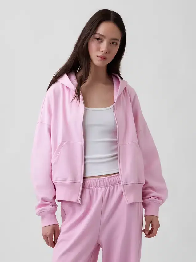 Sweat à capuche zippé en molleton Vintagesoft