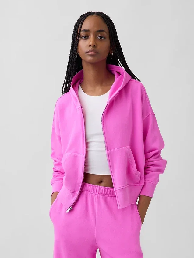 Sweat à capuche zippé en molleton Vintagesoft