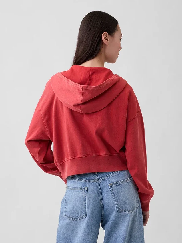 Sweat à capuche zippé en molleton Vintagesoft