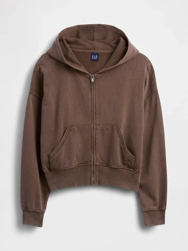 Sweat à capuche zippé en molleton Vintagesoft