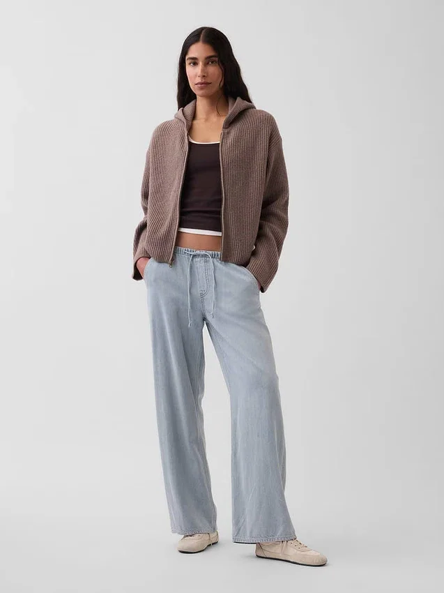 Sweat à capuche zippé oversize en maille « Shaker » CashSoft