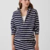Sweat à capuche zippé oversize en tissu éponge à rayures