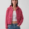 Sweat à capuche zippé oversize en tissu éponge à rayures