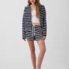 Sweat à capuche zippé oversize en tissu éponge à rayures