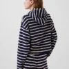 Sweat à capuche zippé oversize en tissu éponge à rayures