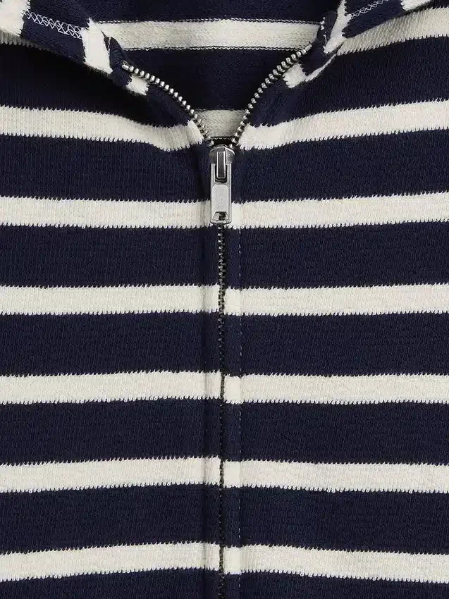 Sweat à capuche zippé oversize en tissu éponge à rayures