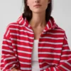 Sweat à capuche zippé oversize en tissu éponge à rayures