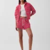 Sweat à capuche zippé oversize en tissu éponge à rayures