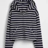 Sweat à capuche zippé oversize en tissu éponge à rayures