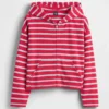 Sweat à capuche zippé oversize en tissu éponge à rayures